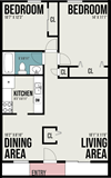 2 Bedrooms, 1 Bathroom